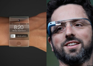 Sergey Brin wears Google Glass